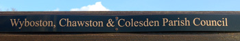 Wyboston Chawston and Colesden Parish Council sign March 2010